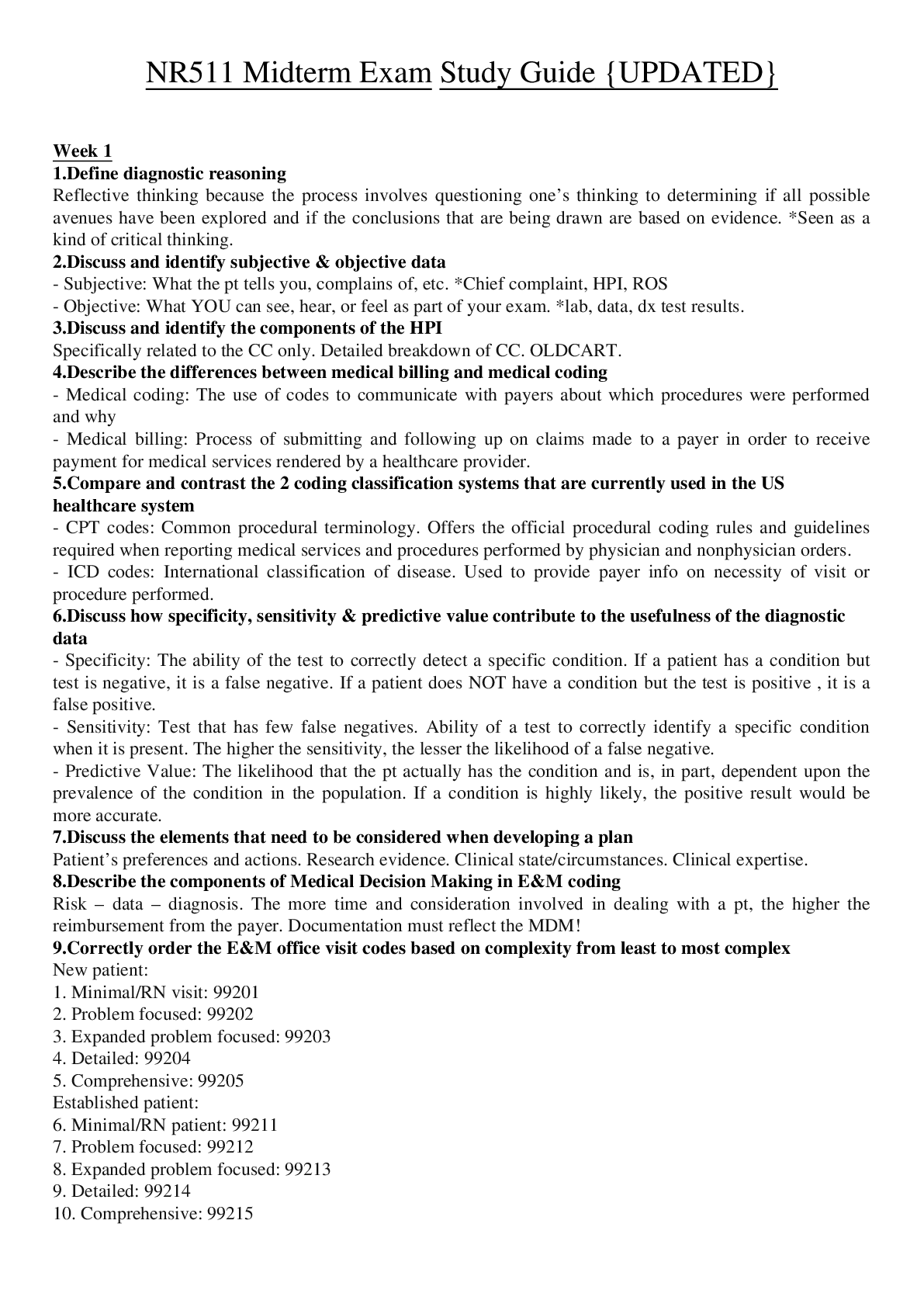 NR511 Midterm Exam Study Guide {UPDATED}
